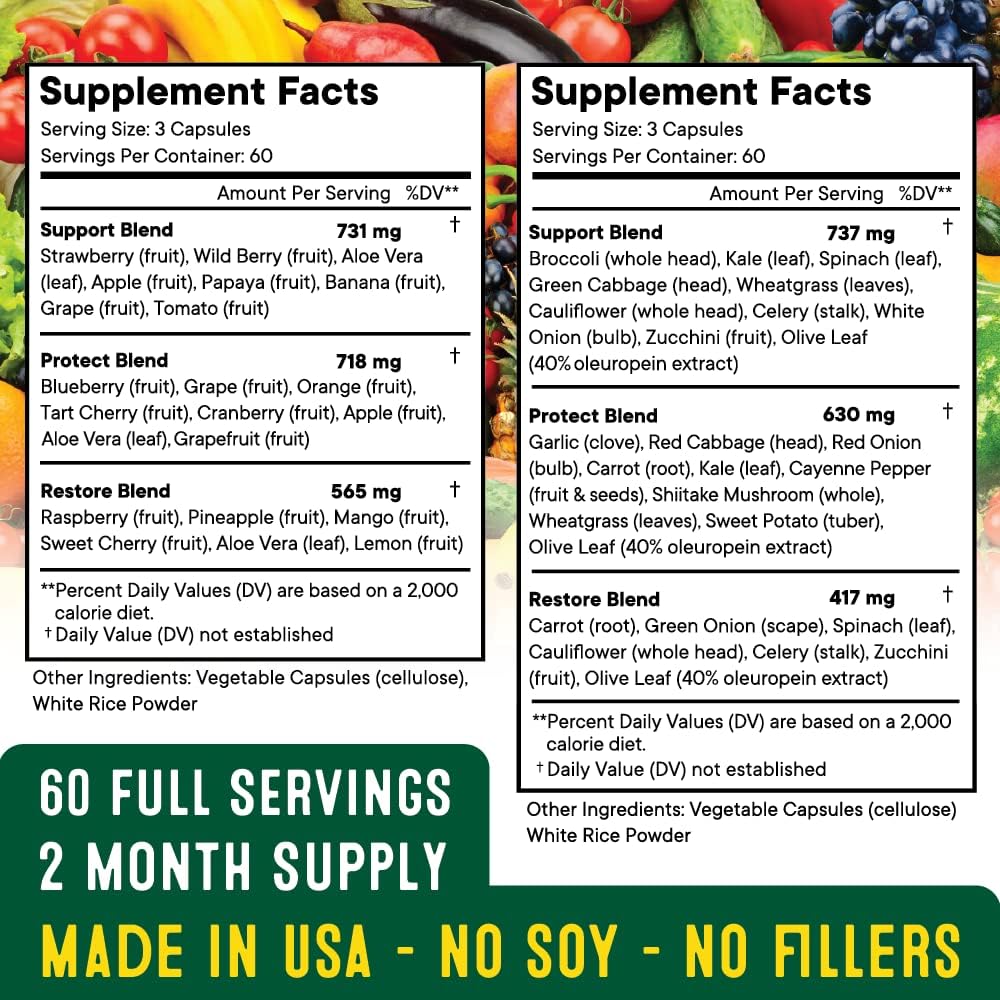 Capsules close-up showing plant-based soy-free formula