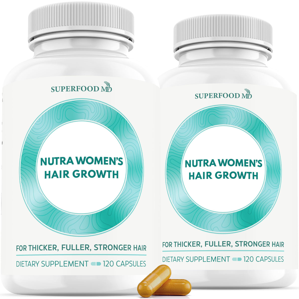 Superfood MD Women's Balance bottle cap close-up highlighting branding and product name.