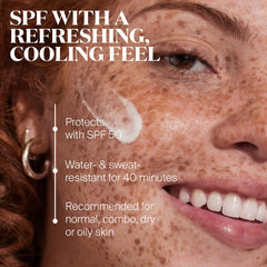 Close-up of texture for Supergoop! Every. Single. Face. Watery Lotion highlighting a refreshing, lightweight feel.