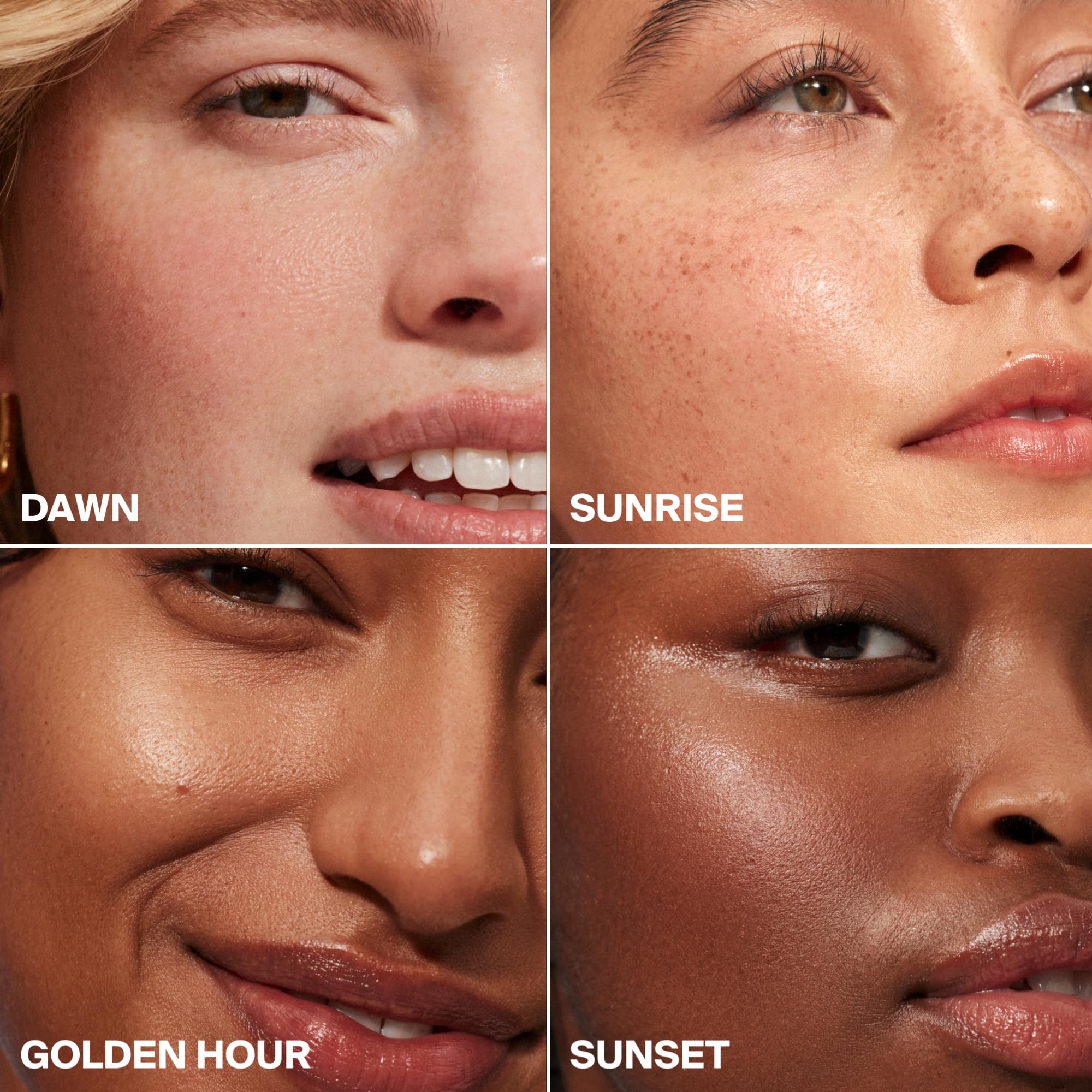 Pearlescent glow swatch emphasizes subtle radiance on skin.