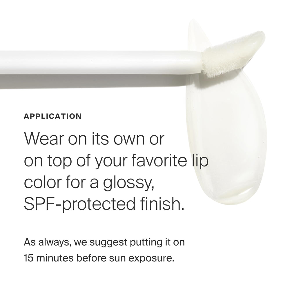 Supergoop Lipscreen Shine applied on bare lips for natural gloss
