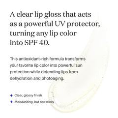 Supergoop Lipscreen Shine on lips showing glossy, non-sticky finish