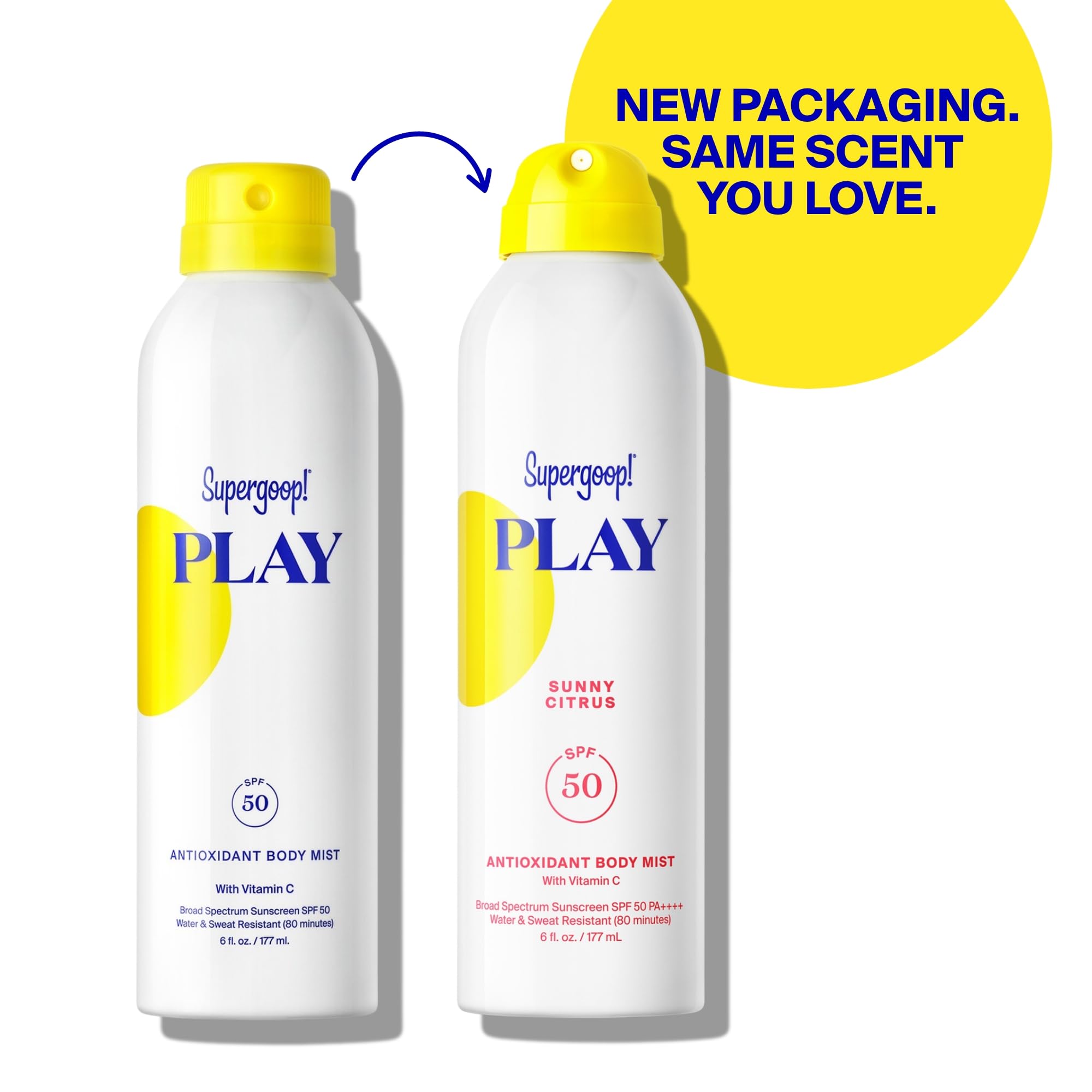 Supergoop! PLAY antioxidant body mist dispensing-angle demonstrates broad coverage during activity.
