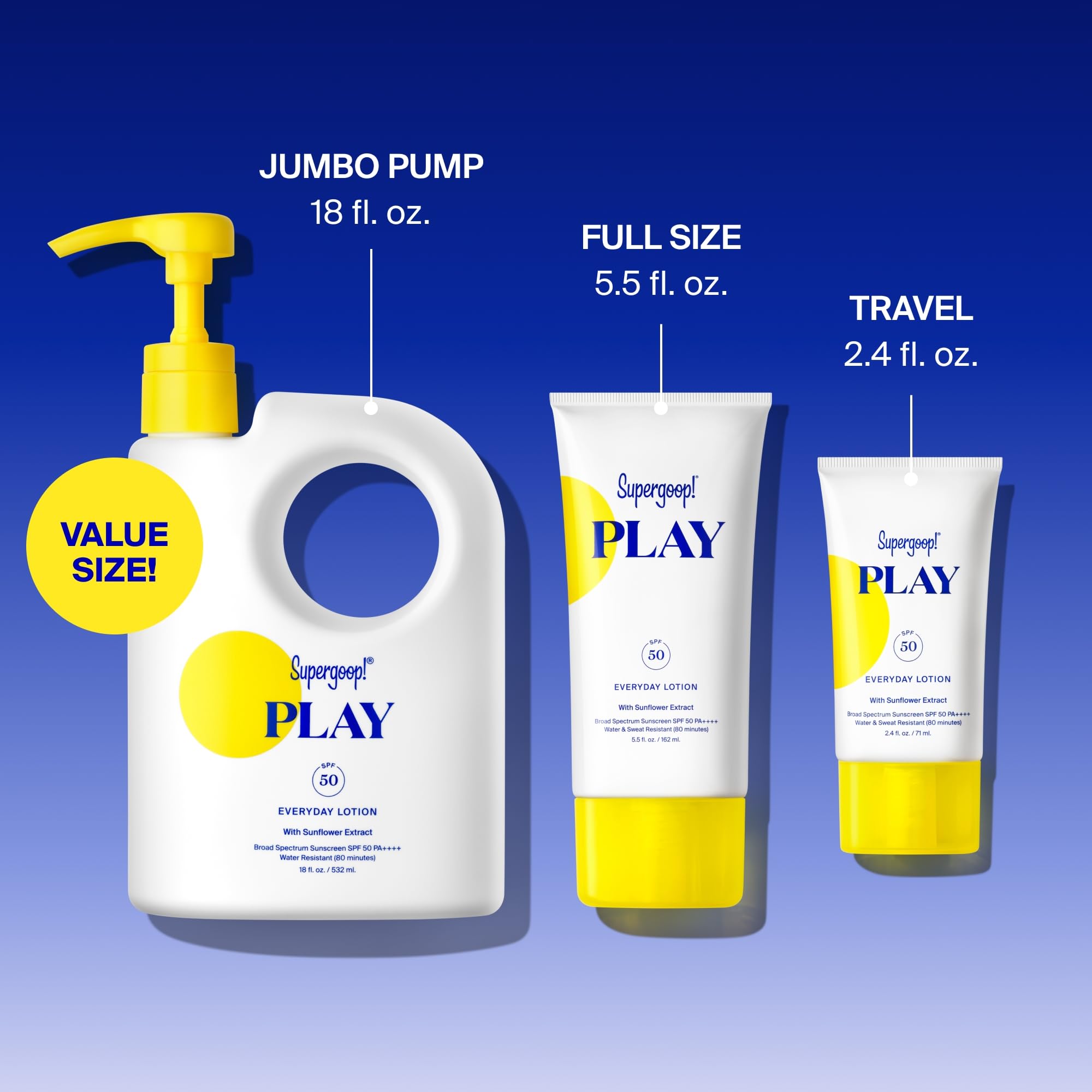Supergoop! PLAY Everyday Lotion SPF 50 ready for reapplication after swimming.