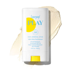 Supergoop PLAY Mineral Stick applied to the face for fast, seamless protection on the go.