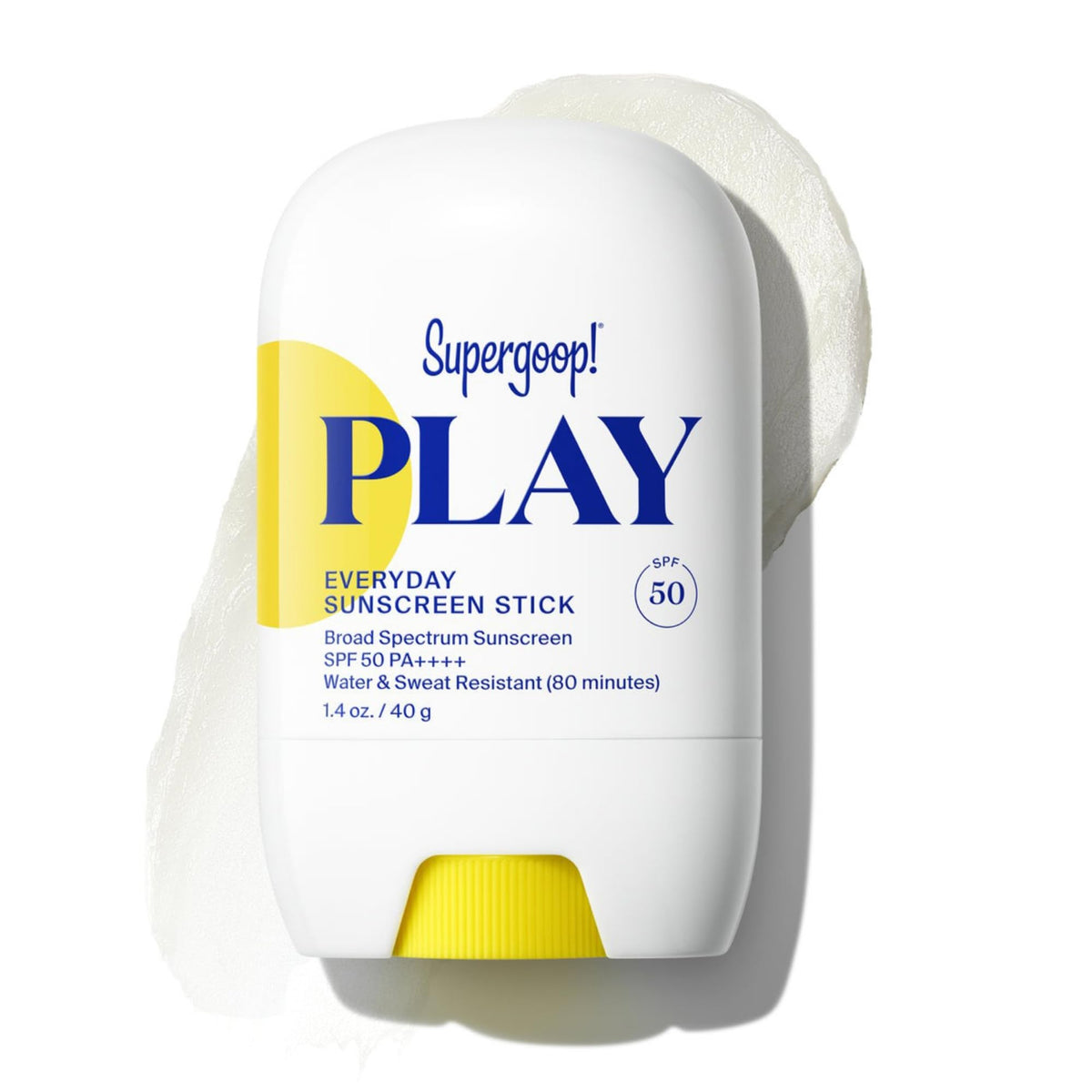 Supergoop PLAY Everyday Sunscreen Stick applied for clear SPF 50 outdoors.
