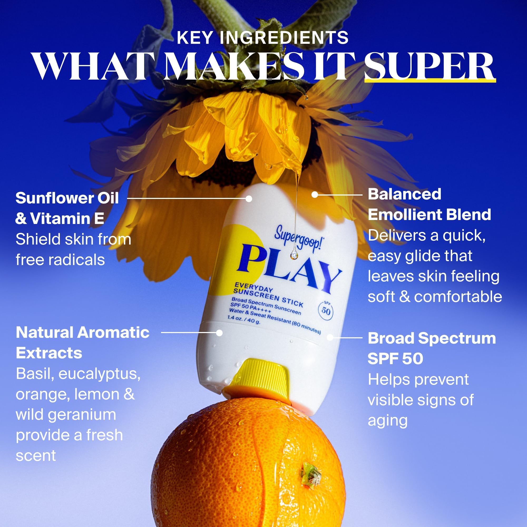 Sunflower oil and vitamin E support a smooth glide.