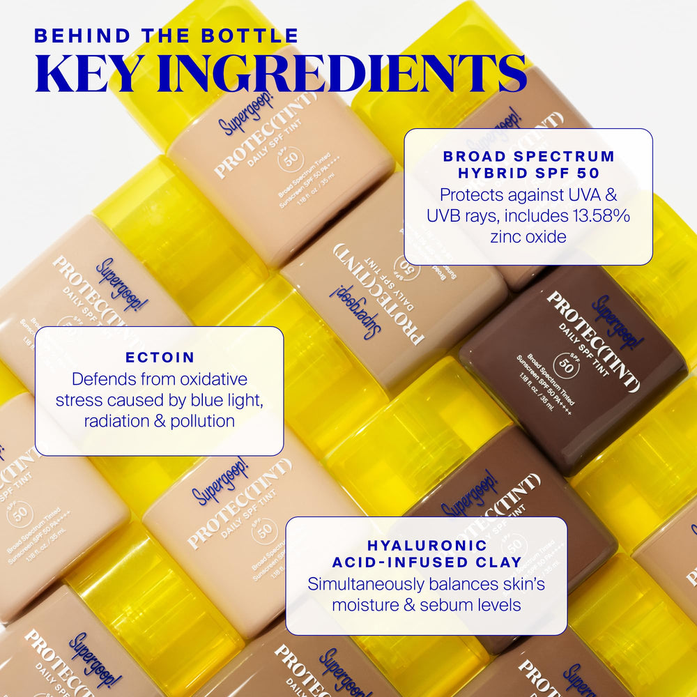 Supergoop! Protec(tint) SPF 50 texture closeup reveals creamy blend.