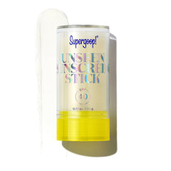 Supergoop! Unseen Sunscreen Stick being applied for a clear, invisible finish.