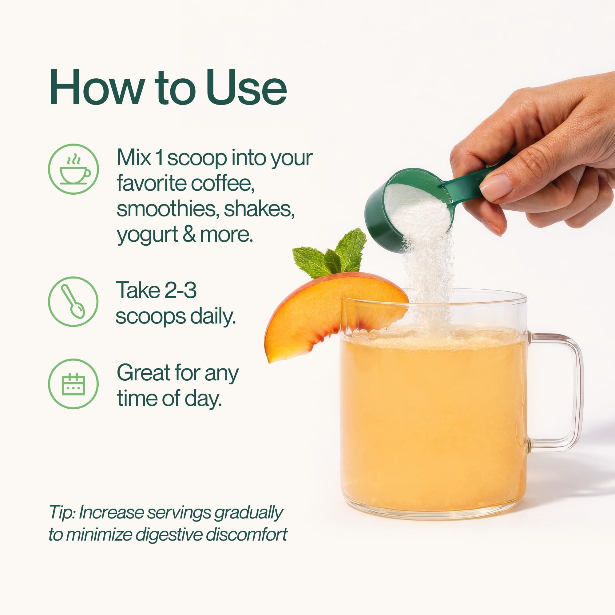 Powder added to juice for fruity hydration with Supergut