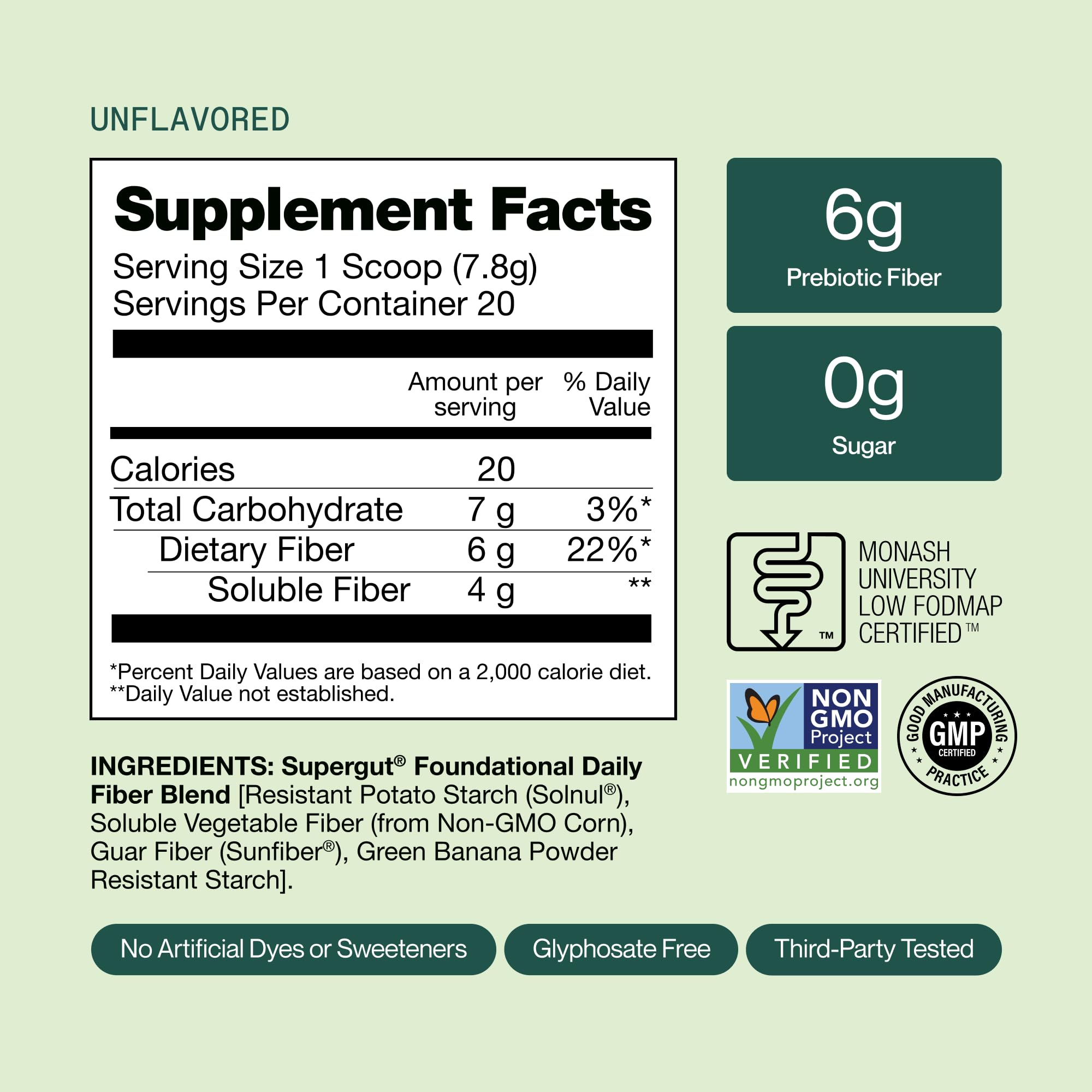 Supergut Foundational Daily Fiber Powder on kitchen counter ready to mix.