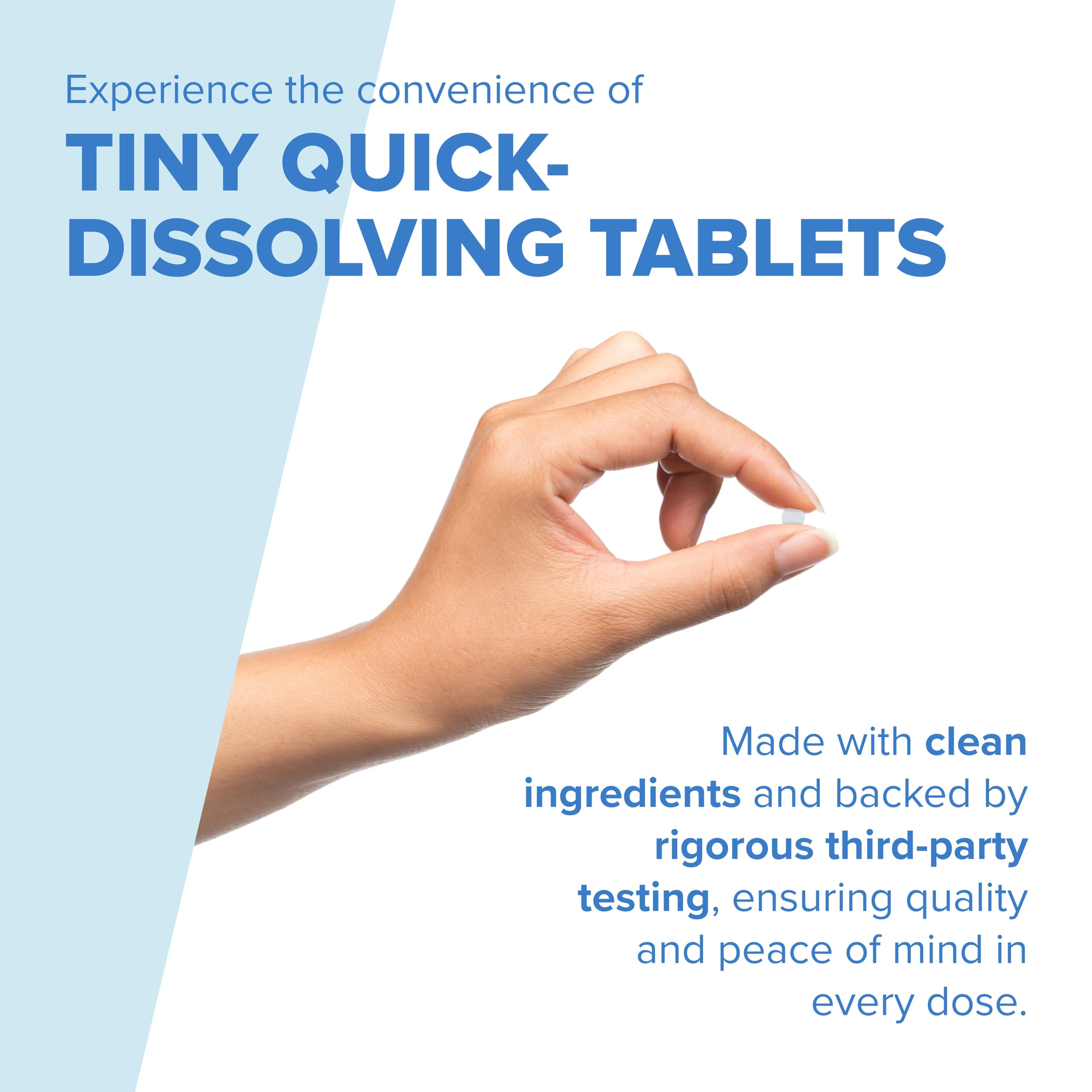 D3 tablets dissolving on the tongue to support easy daily intake.