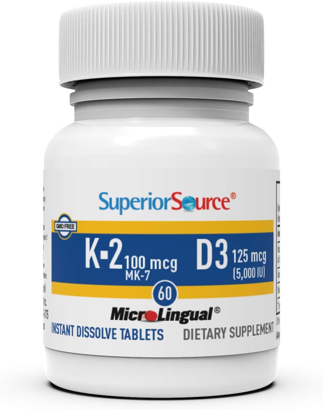 Superior Source K2 MK-7 D3 tablet on tongue ready for quick absorption