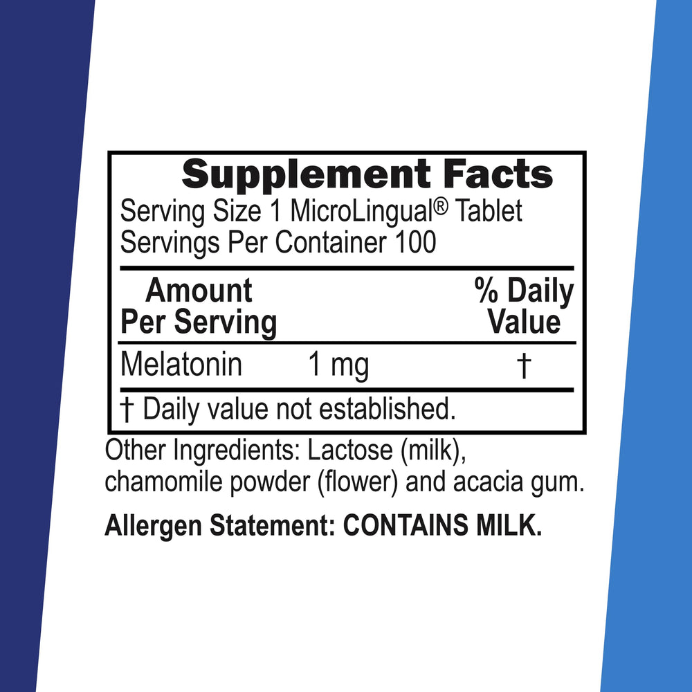 Melatonin tablets dissolving under the tongue for fast absorption and ease.