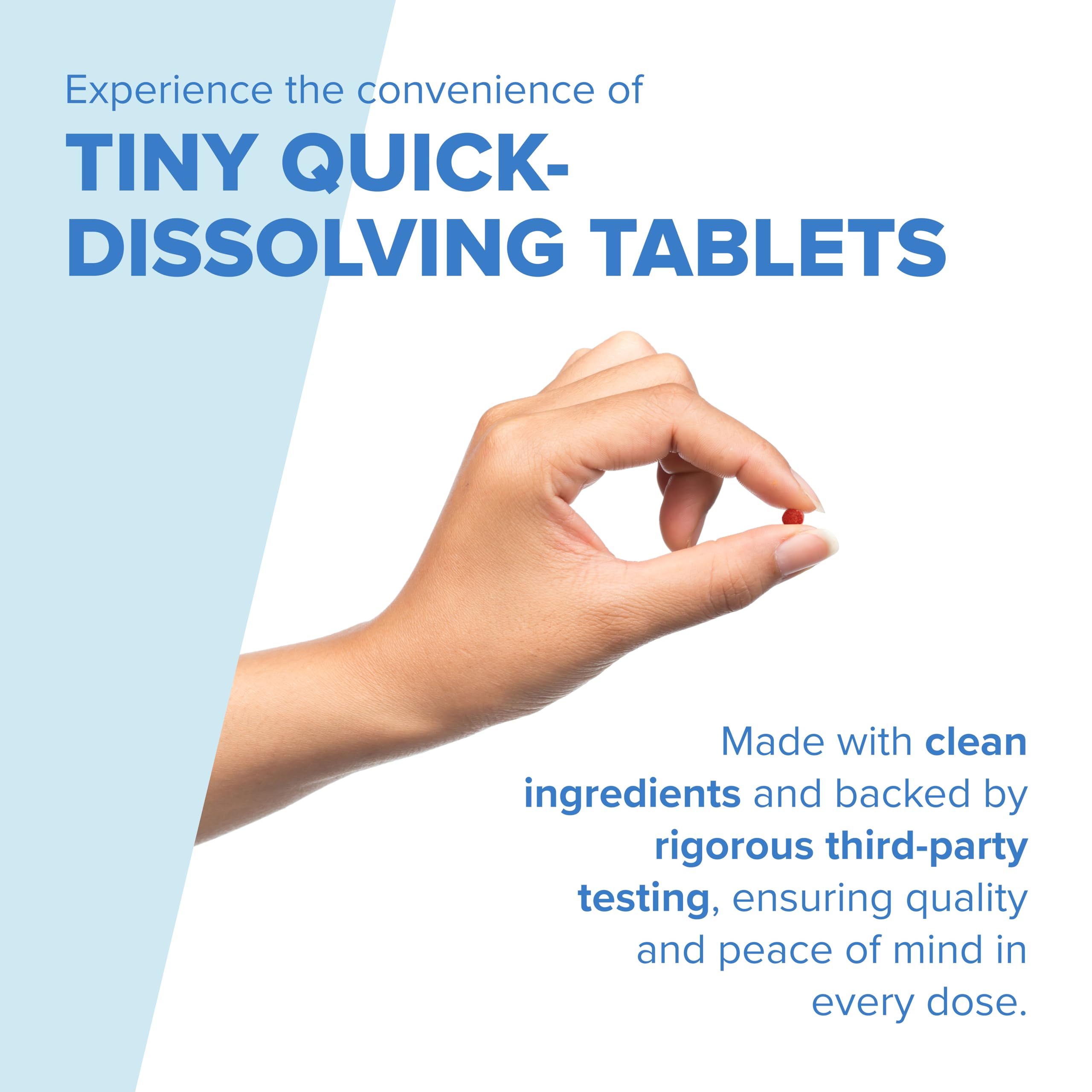 Sublingual dissolving tablets by Superior Source are easy to use on the go.