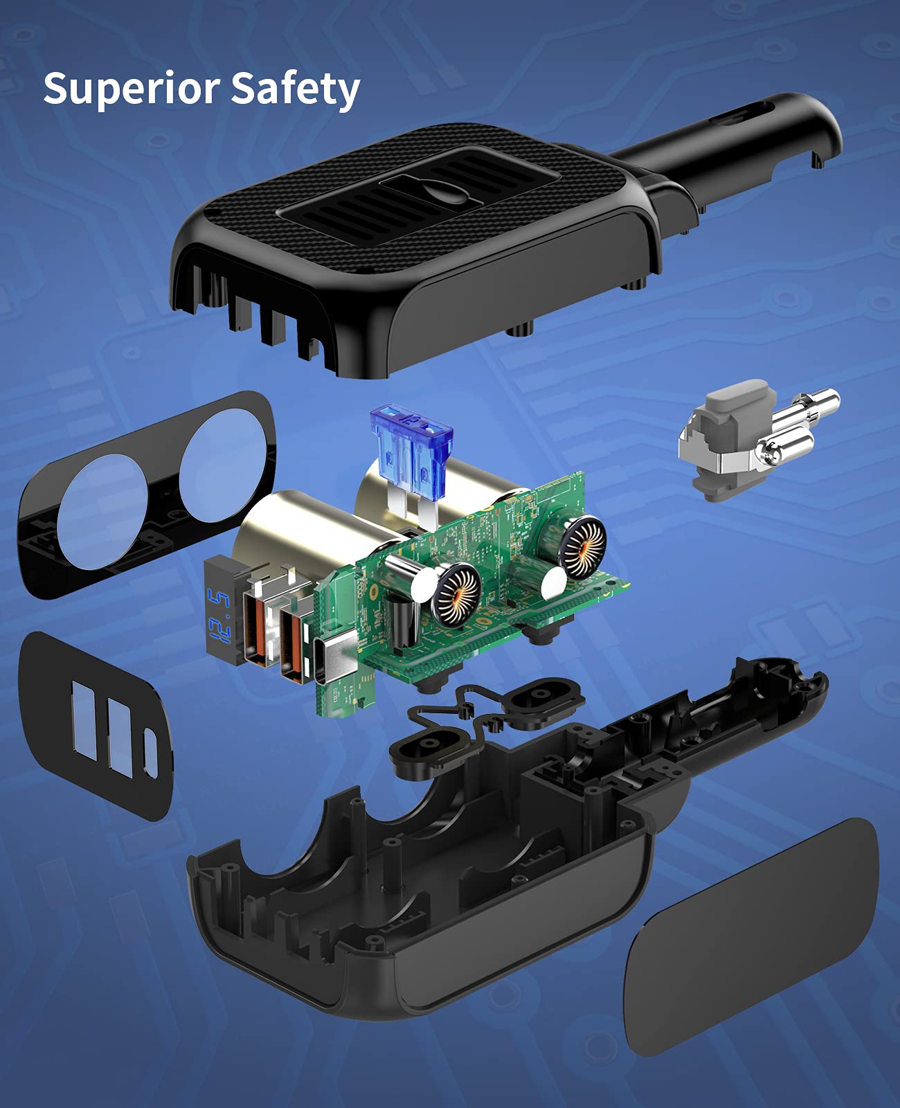 SUPERONE safety protections with fuse and smart chip guard against overload.