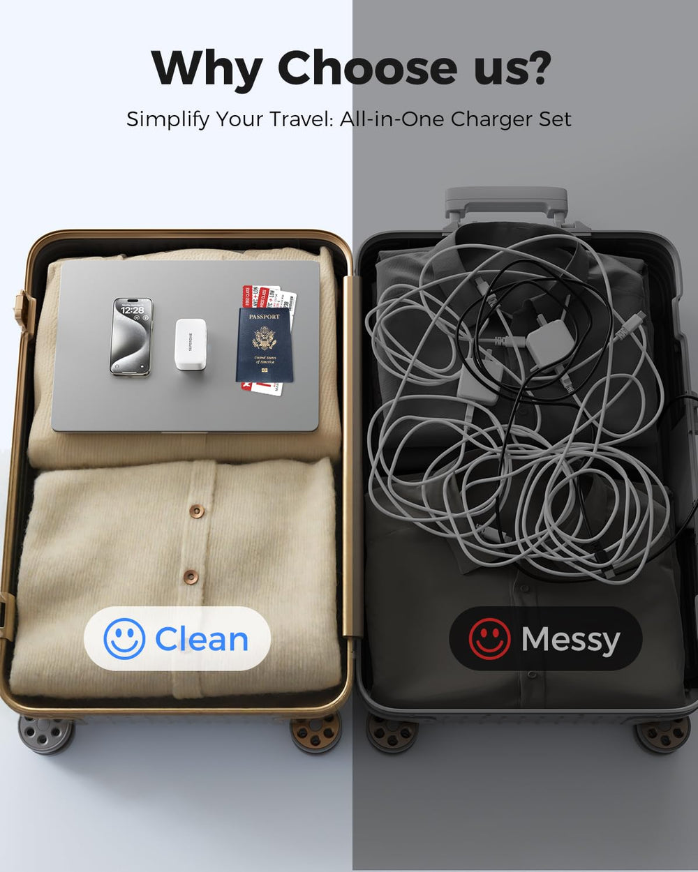 SUPERONE global voltage support for charging abroad with adapters as needed