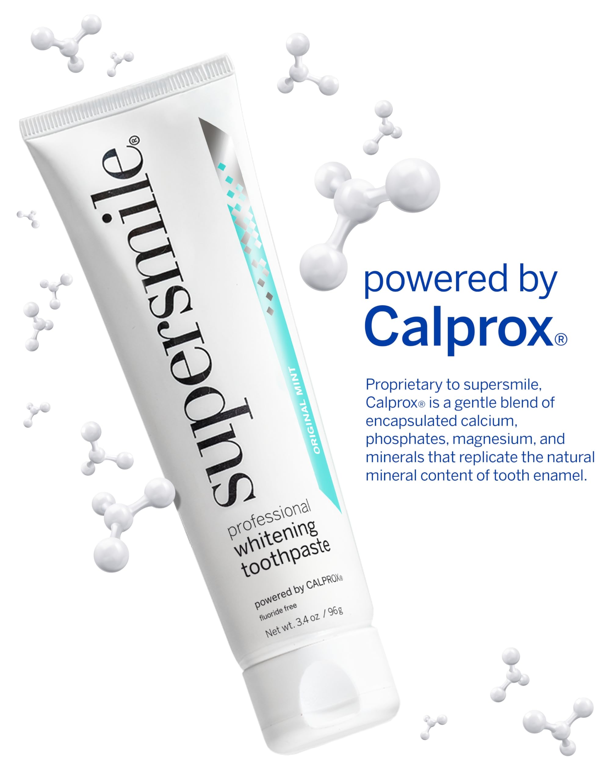 Supersmile Fluoride Free Original Mint label close-up highlighting mint flavor and brand