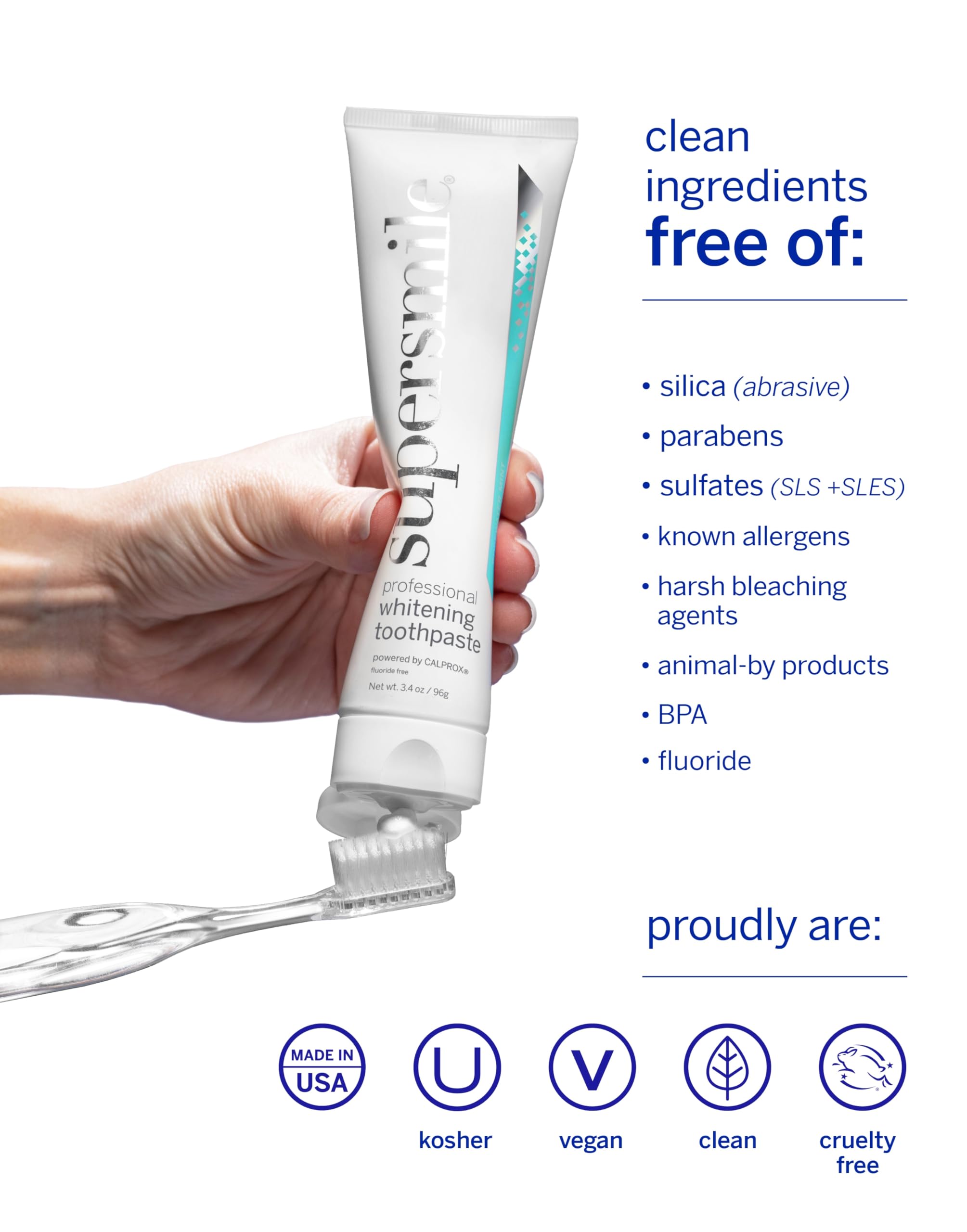 Supersmile Fluoride Free Original Mint tube cap detail showing brand shine