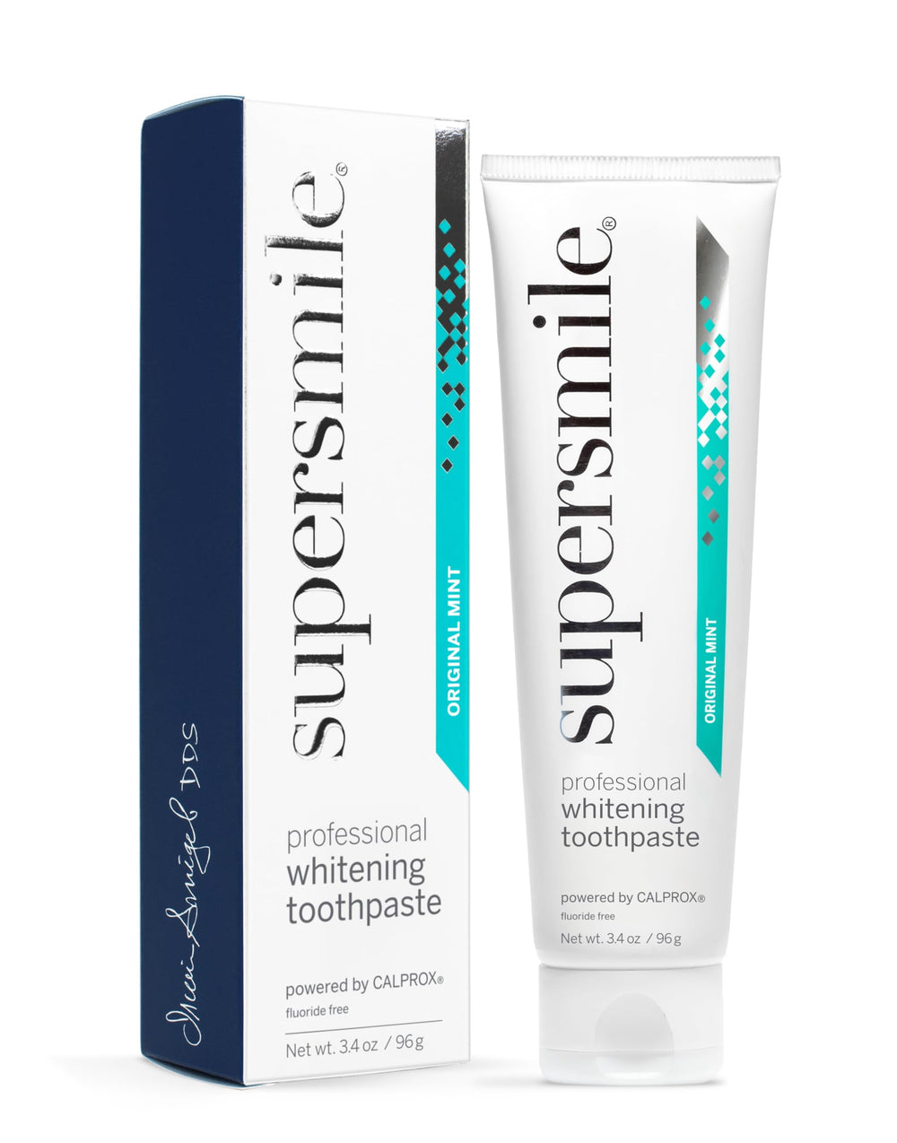 Supersmile Fluoride Free Original Mint toothpaste tube front view for fresh breath