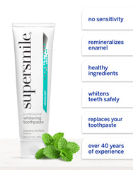 Supersmile Fluoride Free Original Mint toothpaste next to toothbrush for daily brushing