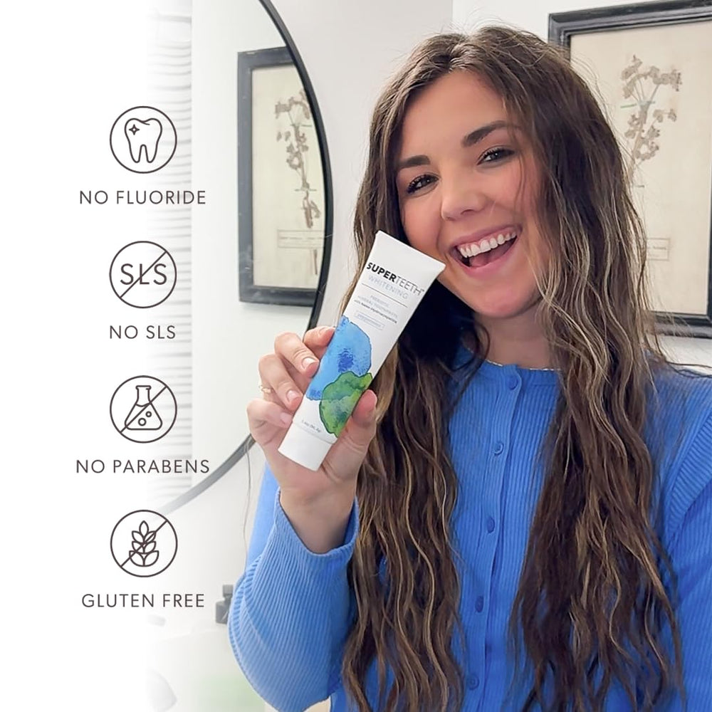SuperTeeth kids-friendly toothpaste pack showing safe, gentle care for families.