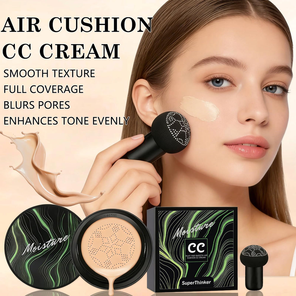 SuperThinker Puff head applies lightweight, even coverage across the face.