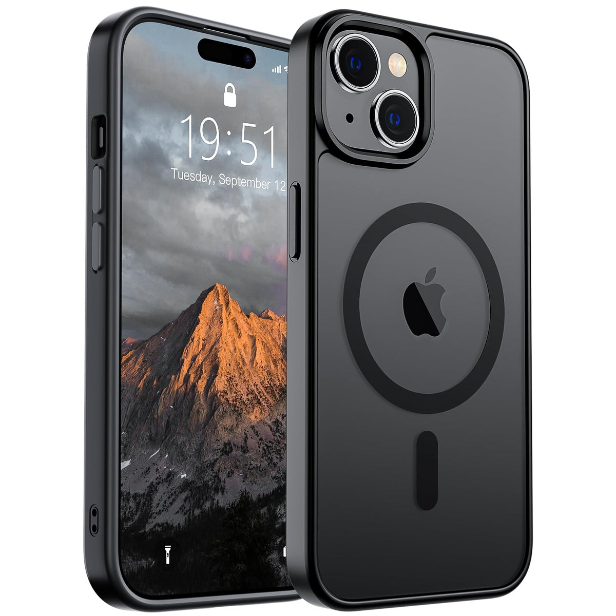SUPFINE Magnetic iPhone 15 case back view with matte translucent finish and grip.