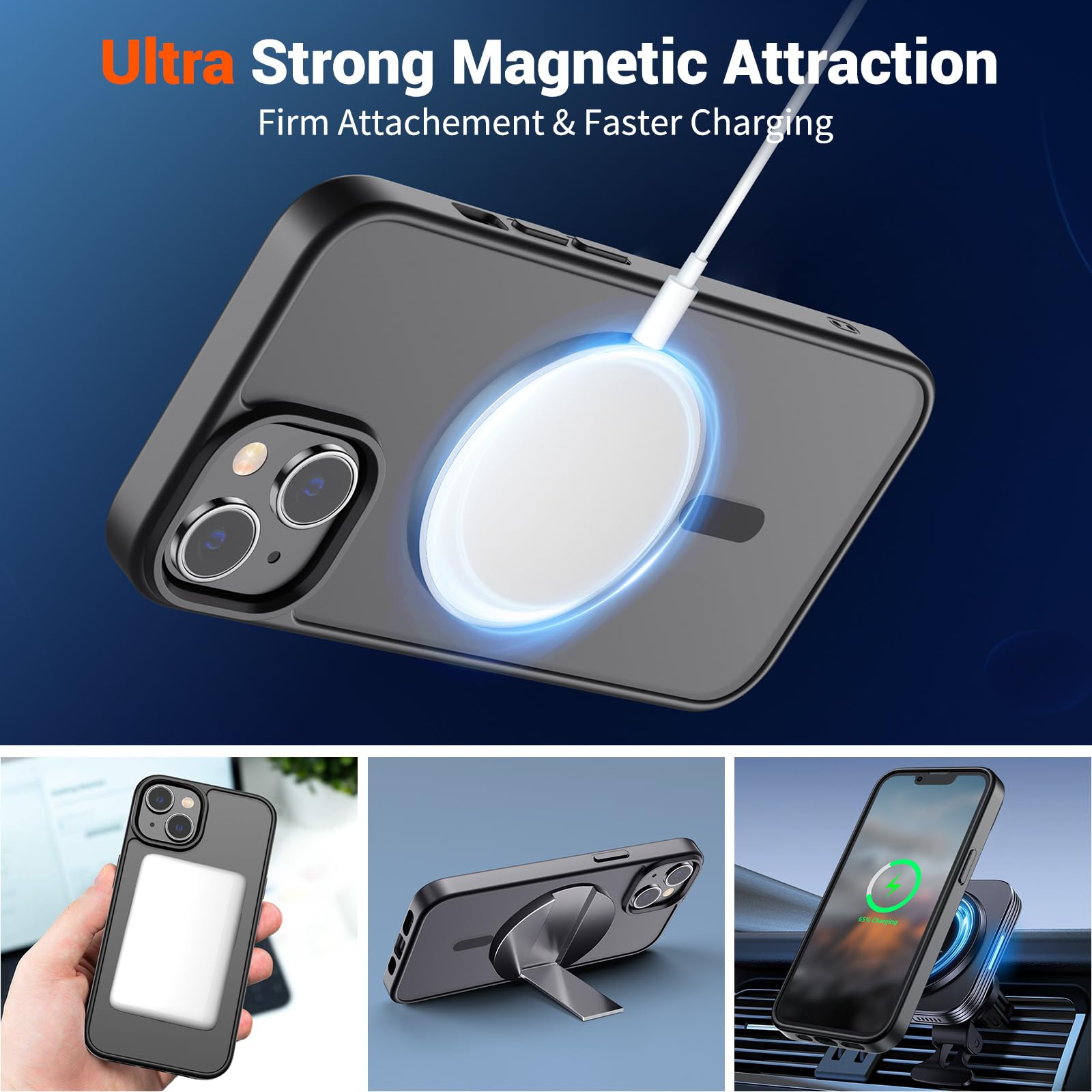 SUPFINE Magnetic iPhone 15 case military-grade drop protection.