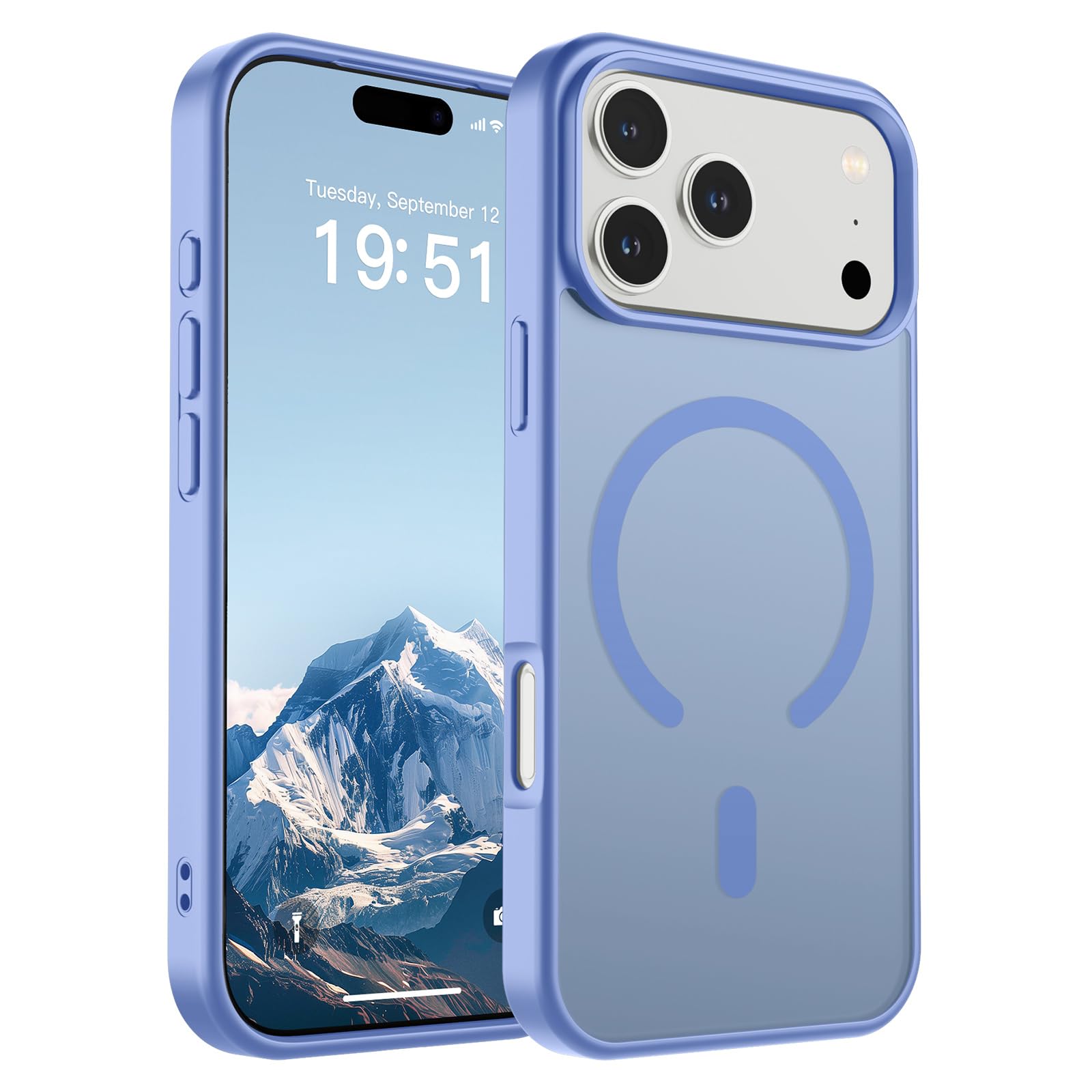 SUPFINE magnetic case for iPhone 17 Pro Max with MagSafe blue purple, aligned charging for easy power boosts