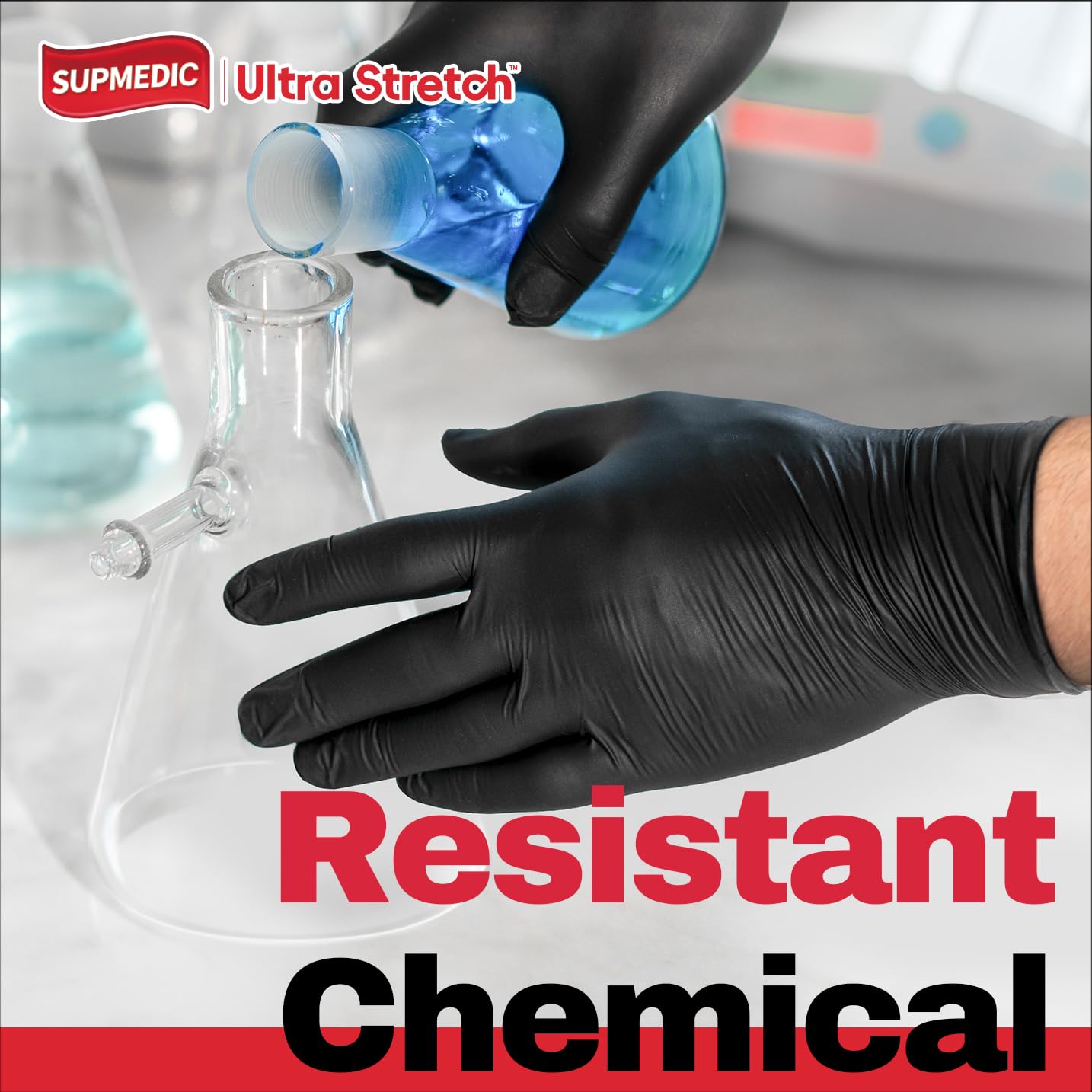 Supmedic black nitrile glove for lab and kitchen use