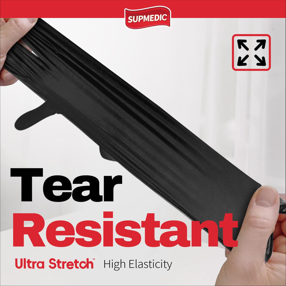 Supmedic black glove smooth finish enhances grip and control