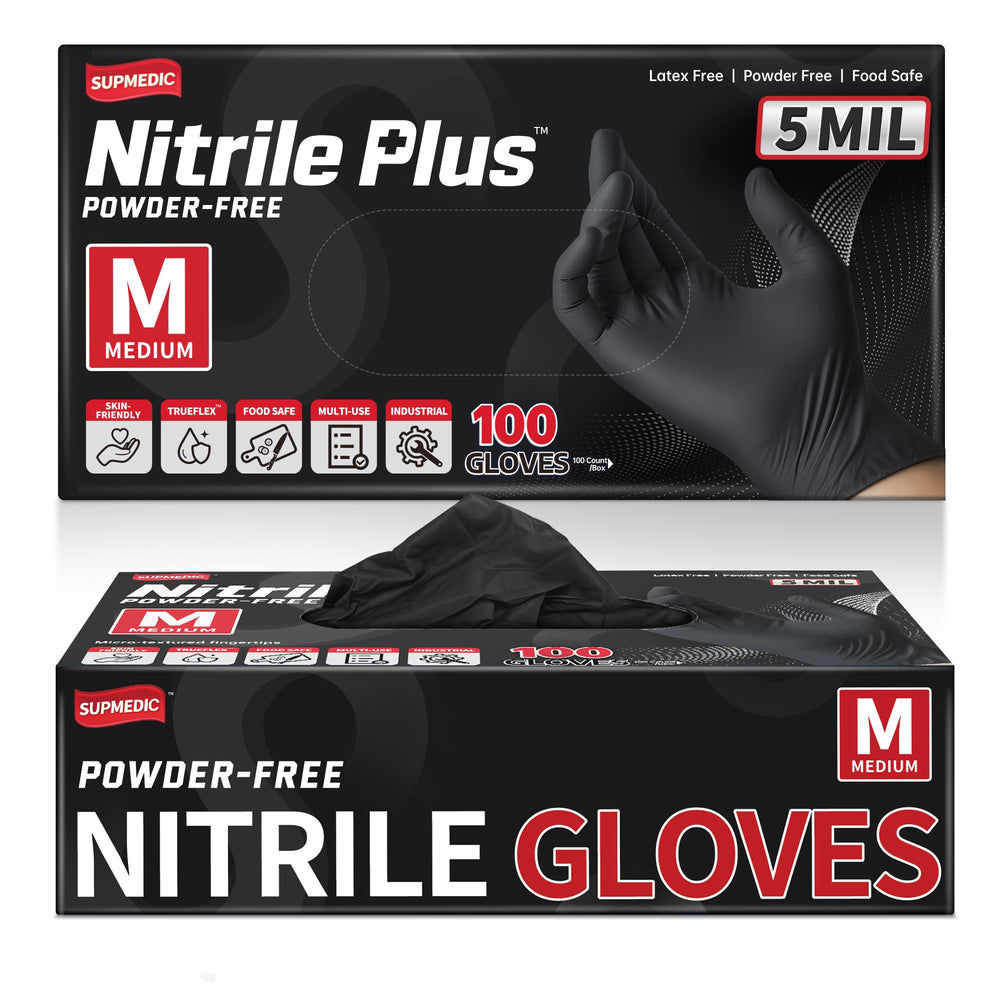 Supmedic box of 100 black nitrile gloves for heavy tasks