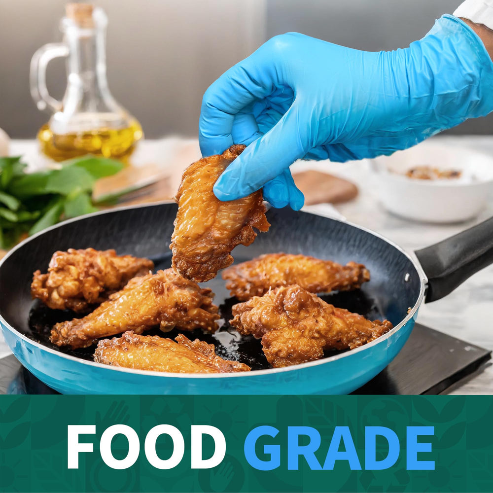 Supmedic blue gloves suitable for food prep, cleaning, and beauty tasks