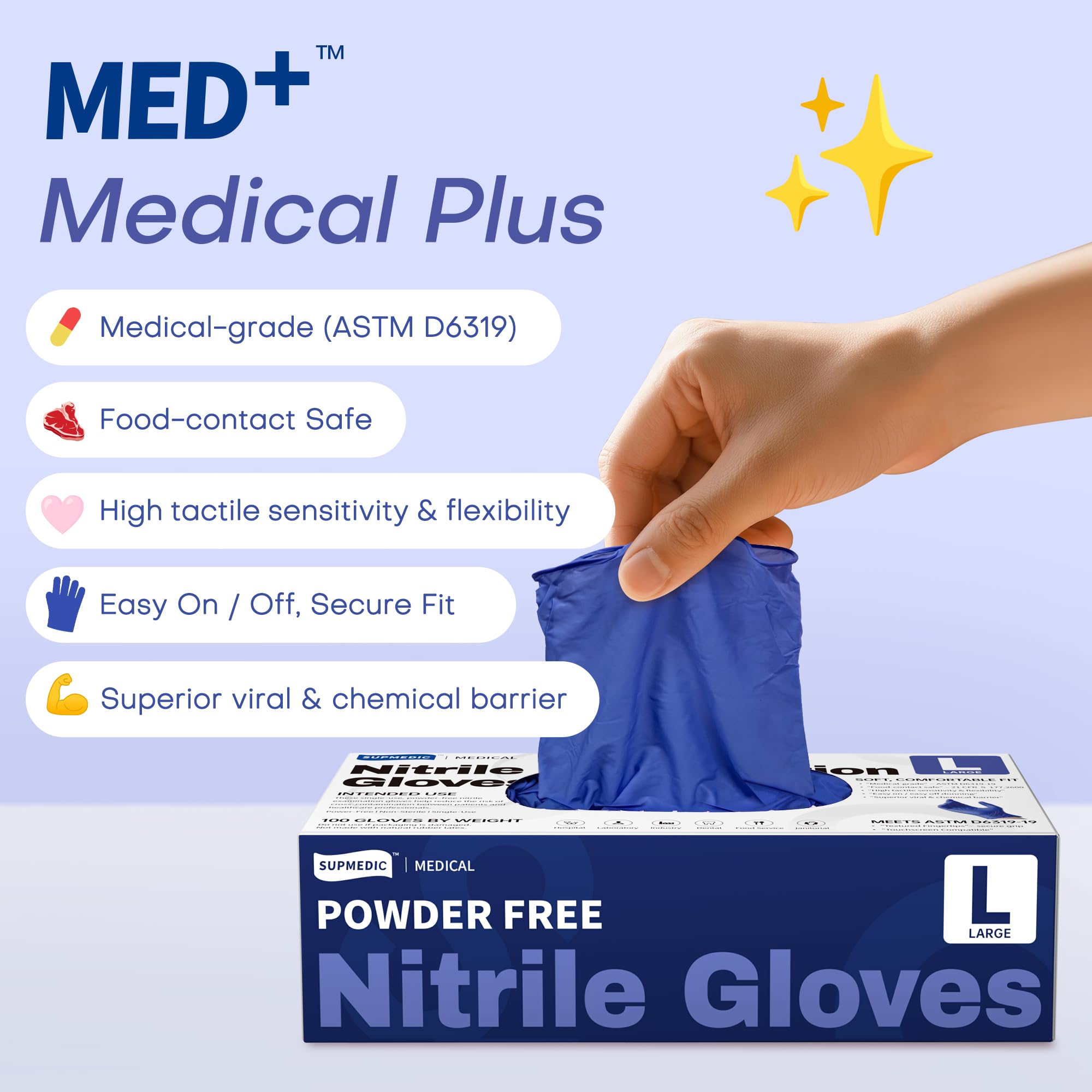 Supmedic powder-free gloves reduce mess for clean, high-volume workflows.