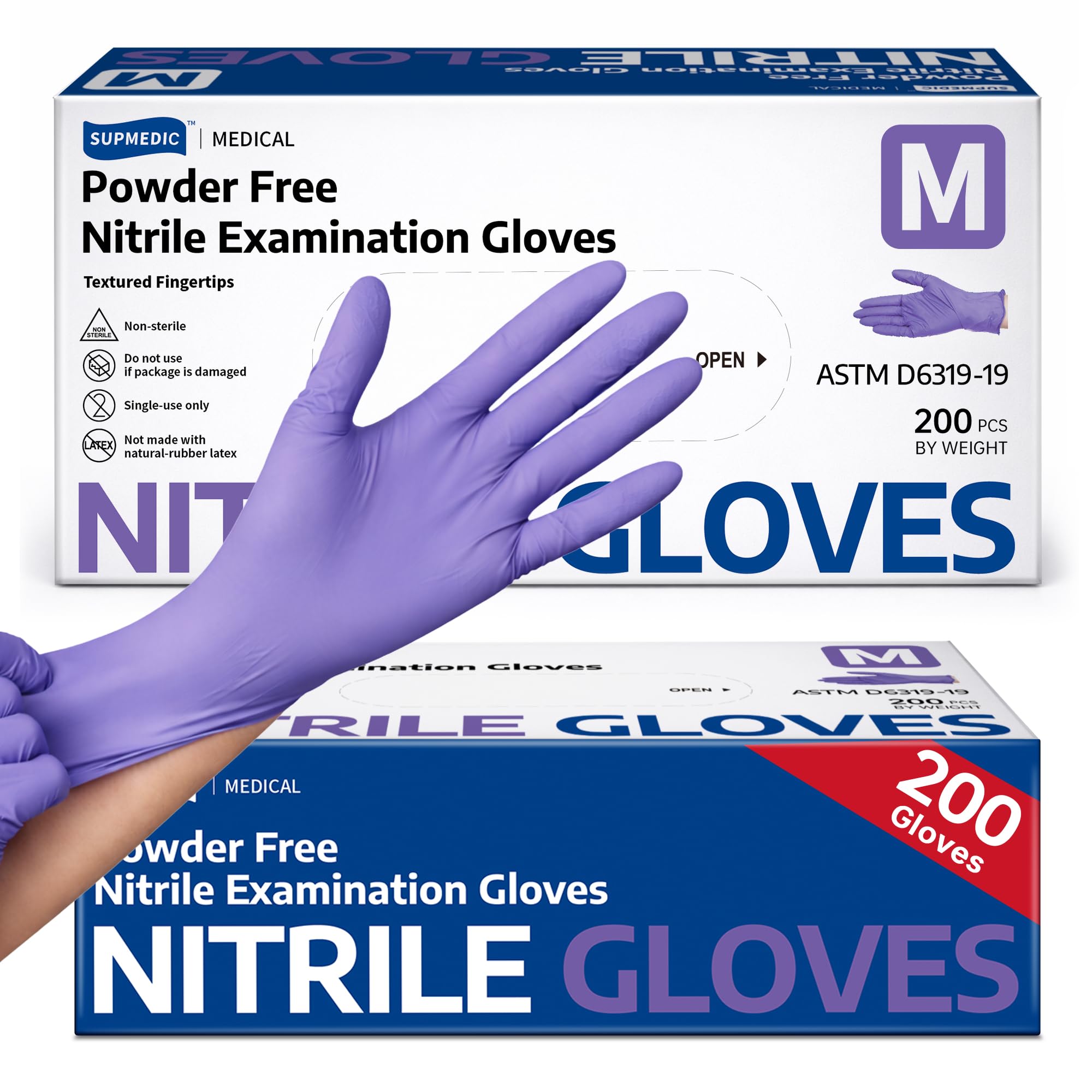 Supmedic Medical Soft Max nitrile gloves in box for exam and everyday tasks