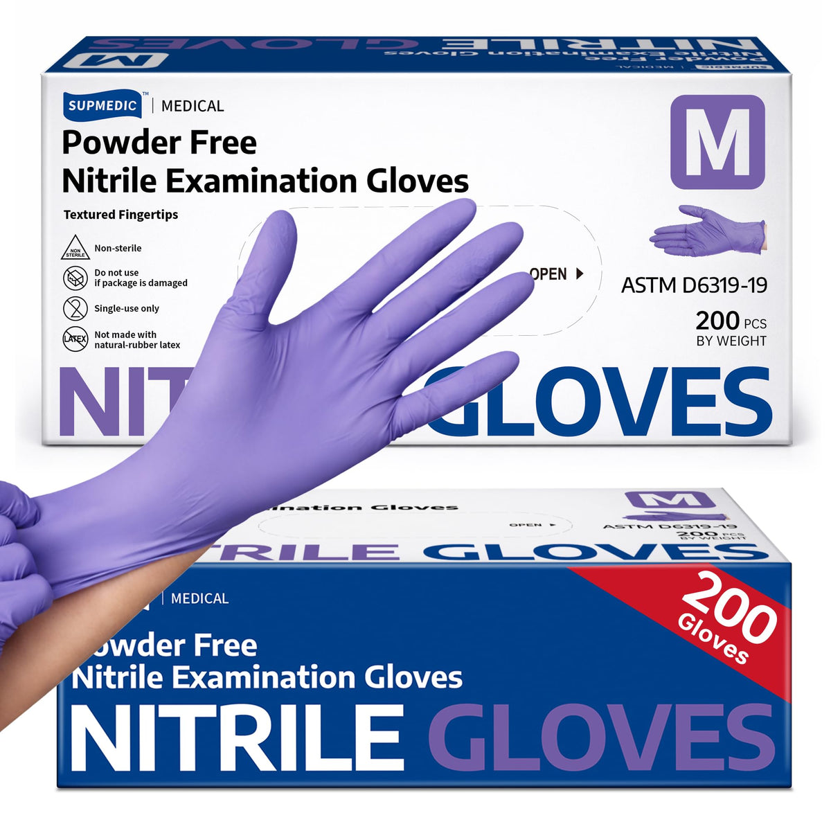 Supmedic Medical Soft Max nitrile gloves in box for exam and everyday tasks