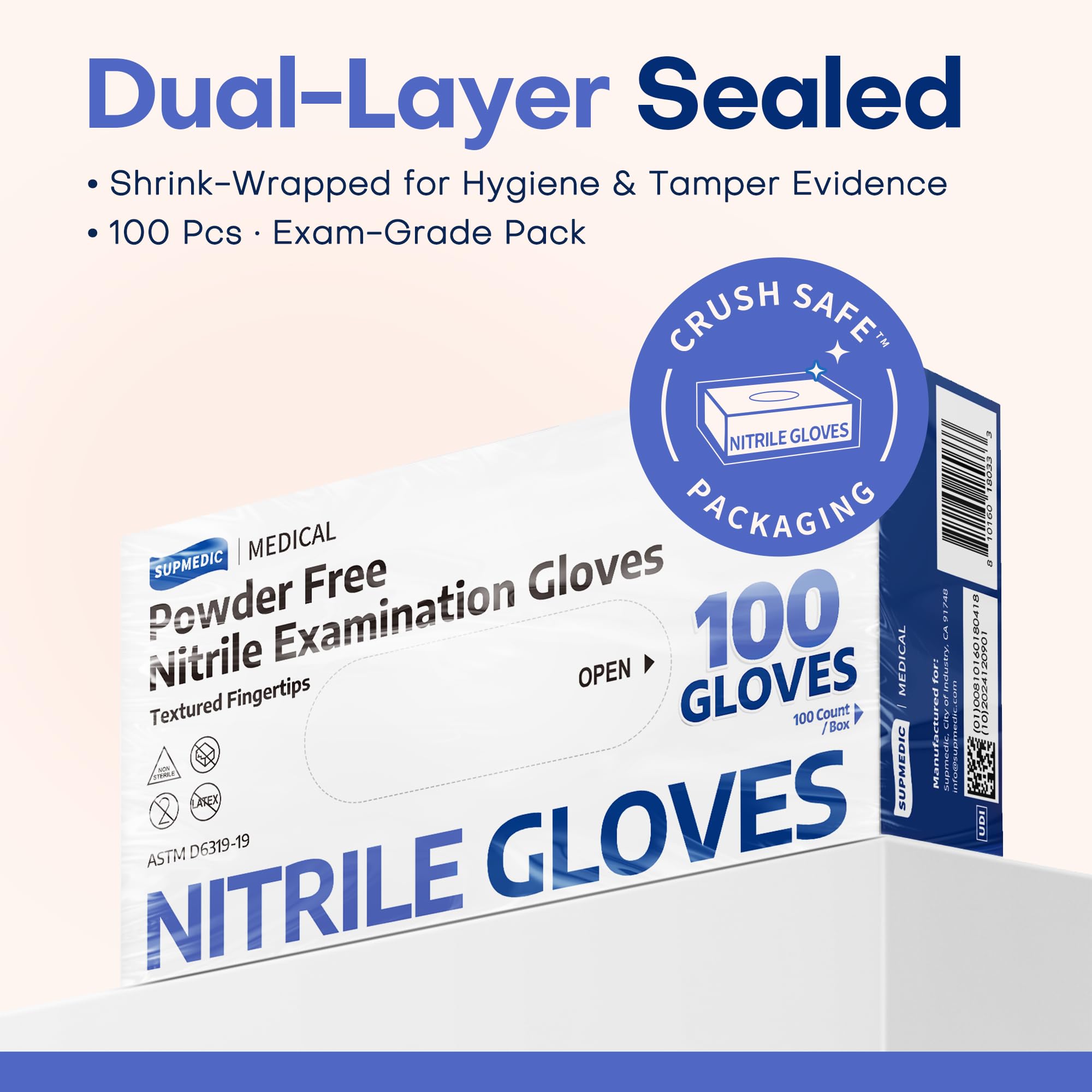 Blue Iris gloves in lab setting for safe handling.