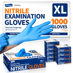 Supmedic nitrile gloves blue box, 3.5 mil, sturdy barrier for daily tasks.