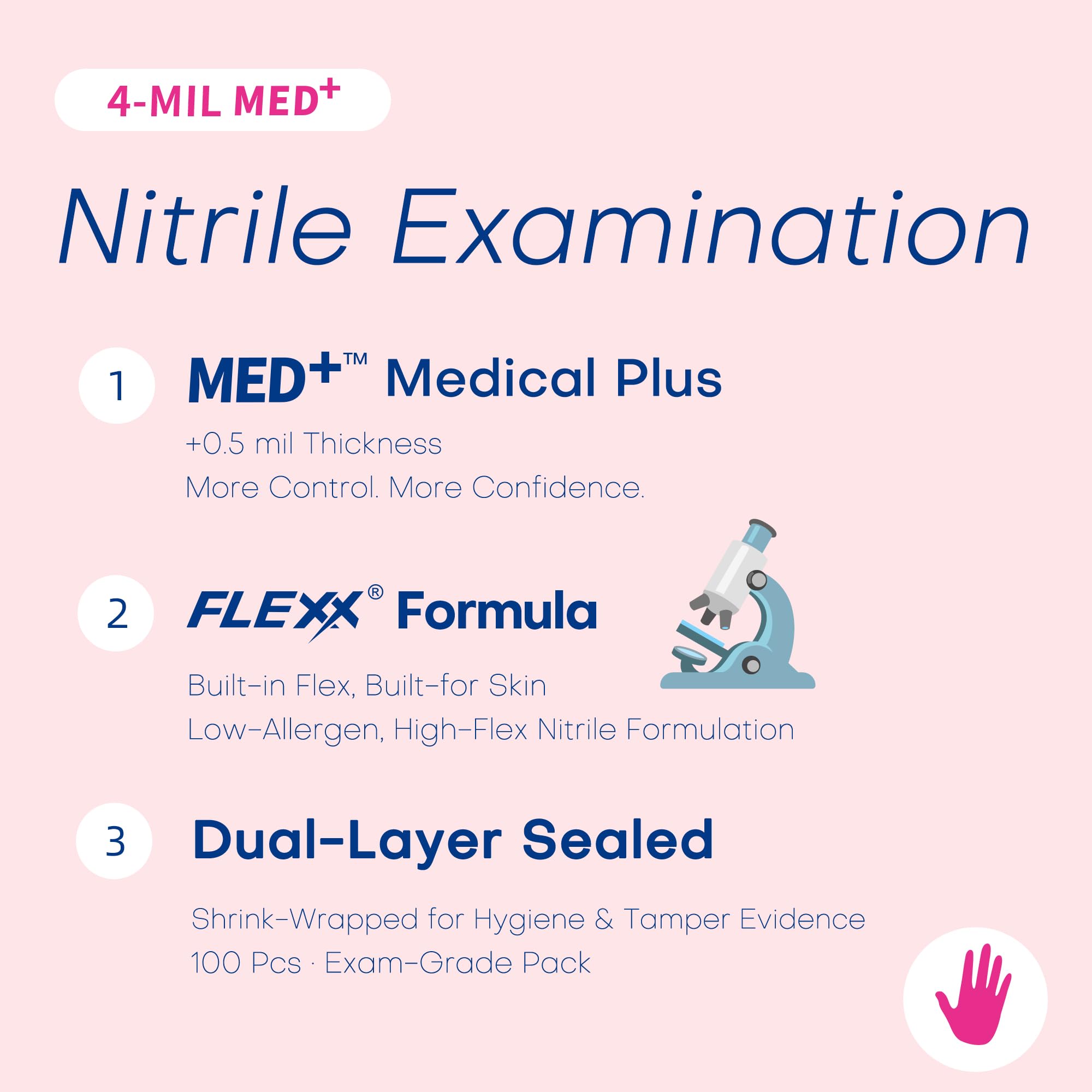 Supmedic Nitrile Gloves Rose Orchid beaded cuff for easy donning and reduced roll-down