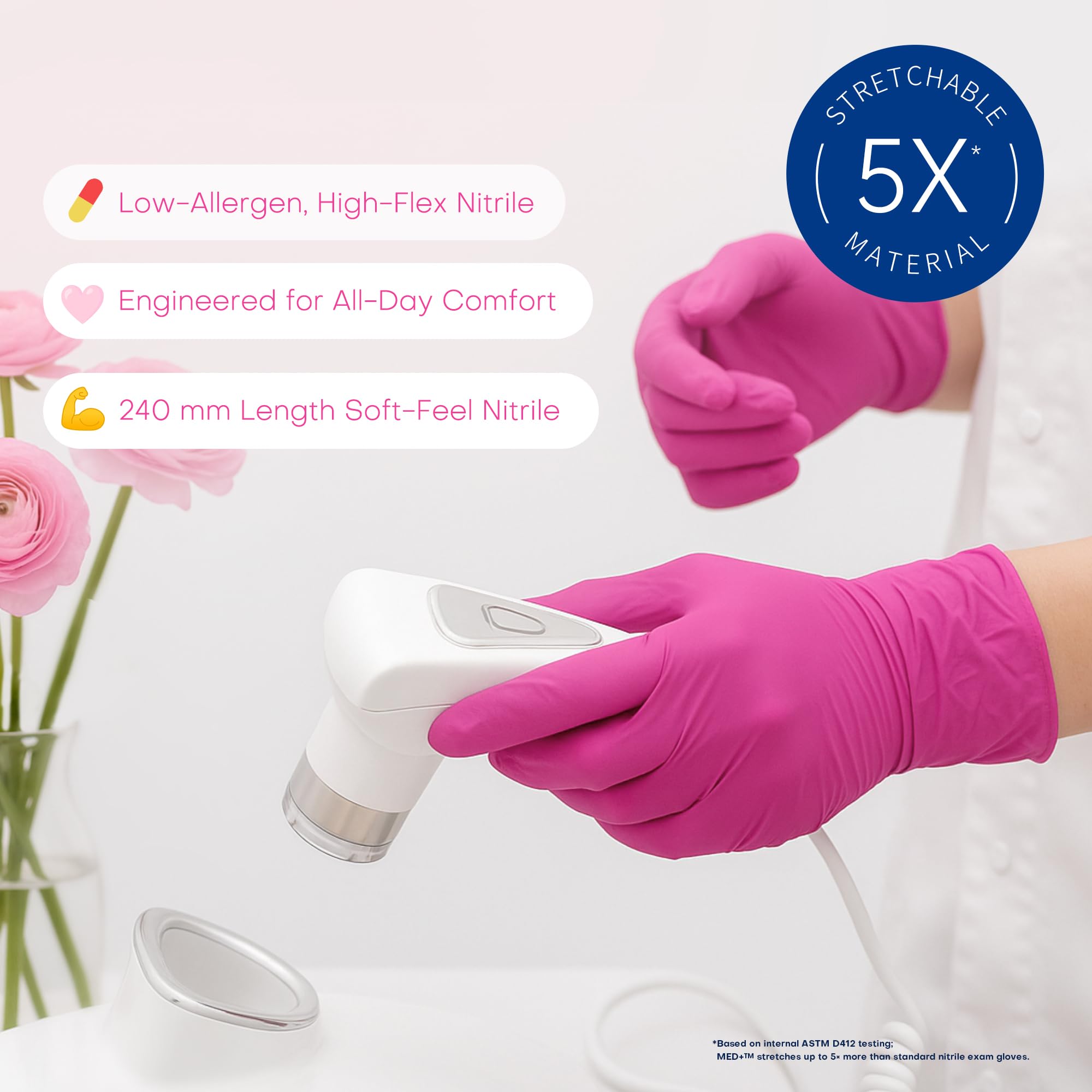 Supmedic Nitrile Gloves Rose Orchid food-safe for cooking and food prep