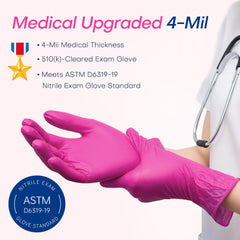Supmedic Nitrile Gloves Rose Orchid powder-free finish minimizes mess during tasks