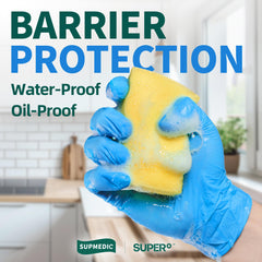 Close-up of Supmedic glove cuff and texture emphasizing durability