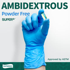 Supmedic glove on hand shows smooth fingertips for tactile sensitivity
