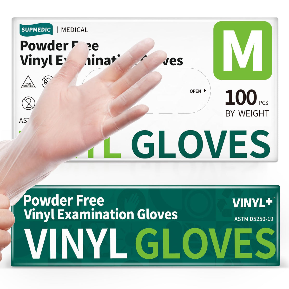 Supmedic vinyl disposable gloves, clear 4 mil, reliable protection for daily tasks.