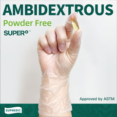 Supmedic vinyl glove box with 100-count packaging emphasizes convenient bulk supply