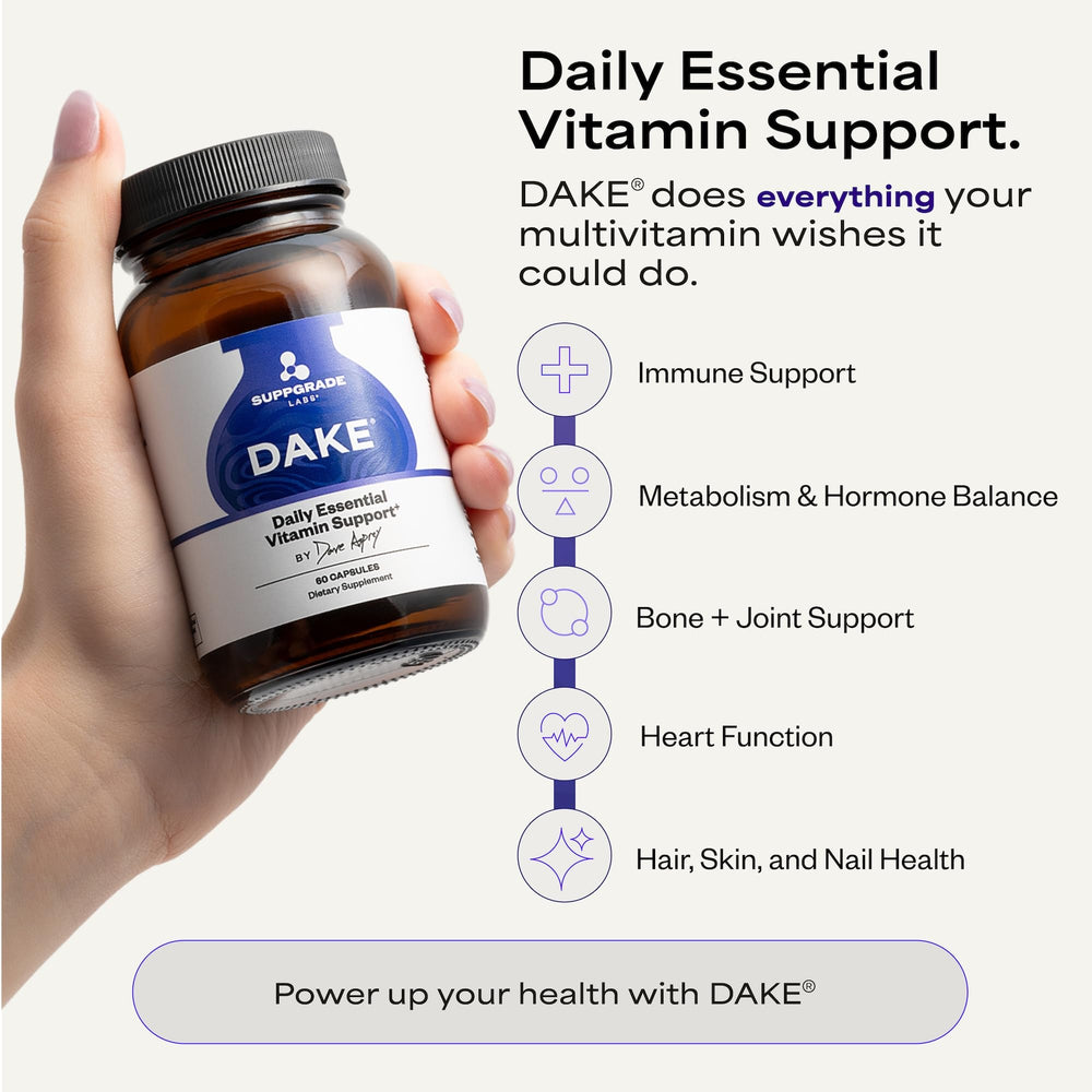 Suppgrade Labs DAKE bottle pour illustrating easy daily dose.