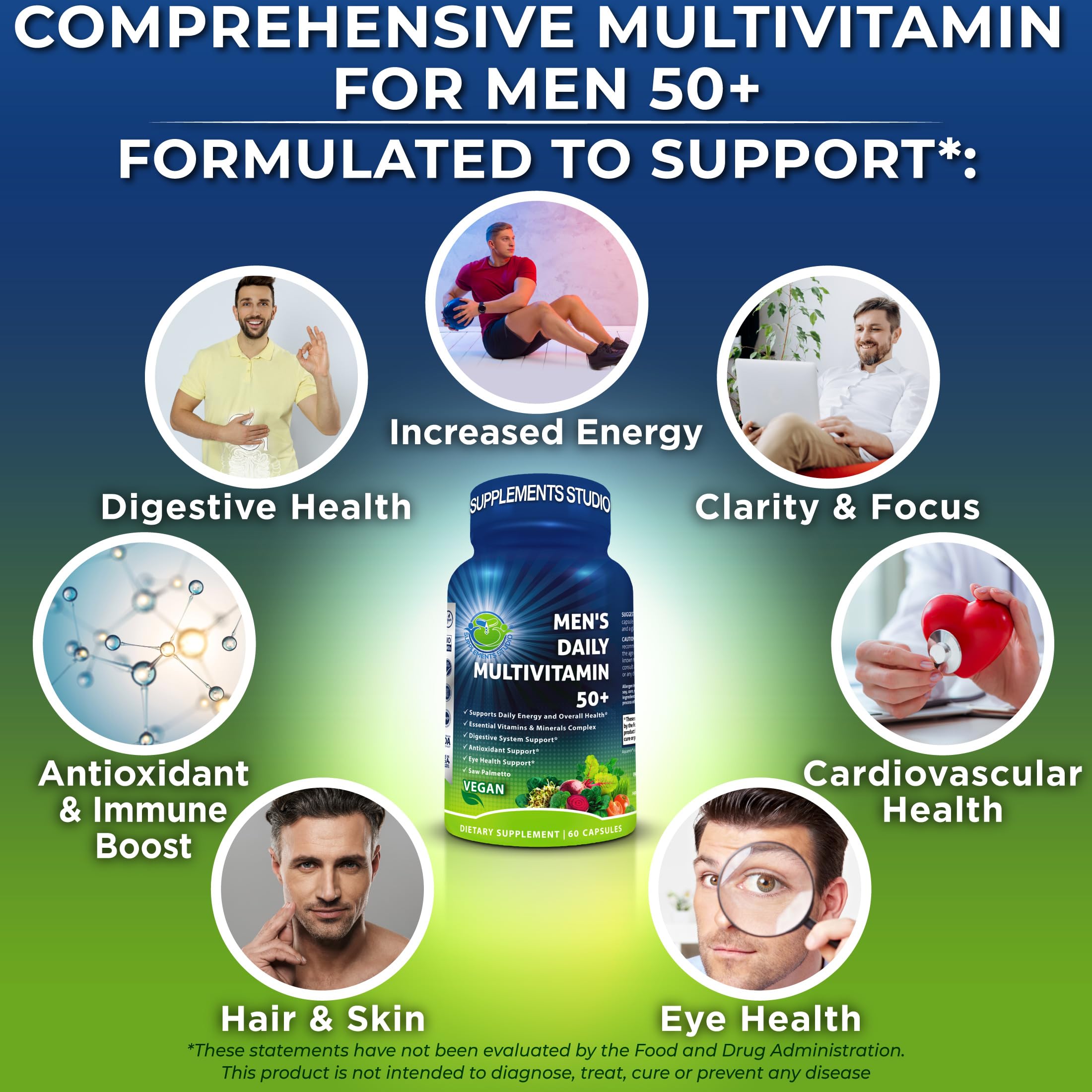SUPPLEMENTS STUDIO digestive enzyme and probiotic blend bottle conveys gut-friendly daily routine.