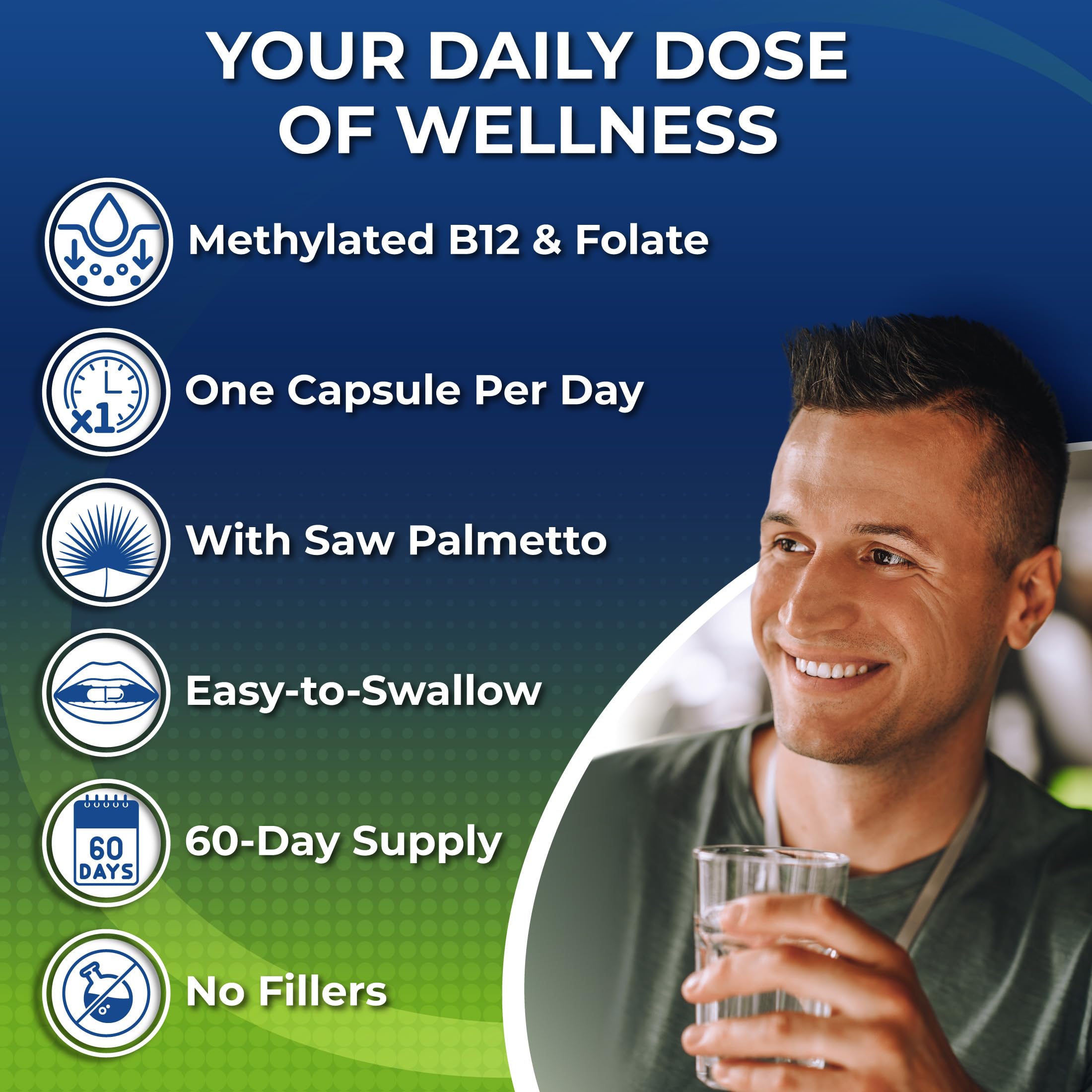 SUPPLEMENTS STUDIO Men's Daily Multivitamin capsules, featuring probiotic blend for gut health.