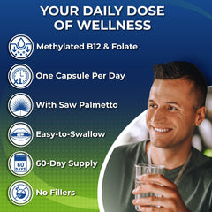 SUPPLEMENTS STUDIO Men's Daily Multivitamin capsules, featuring probiotic blend for gut health.
